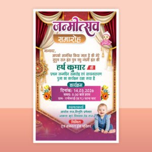 Birthday Hindi Invitation Card Design CDR PSD File - DesignsPik